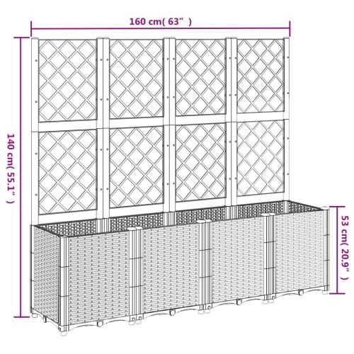 Градински сандък с пергола, кафяв, 160x40x140 см, PP