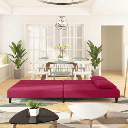 2-местно канапе с две възглавници, виненочервено, кадифе