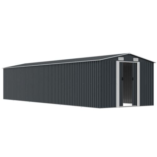 Градинска барака, антрацит, 257x990x181 см, поцинкована стомана