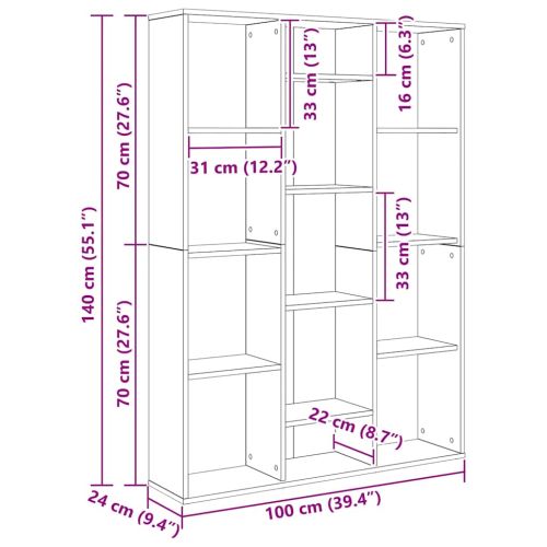 Разделител за стая/библиотека бял 100x24x140 см инженерно дърво