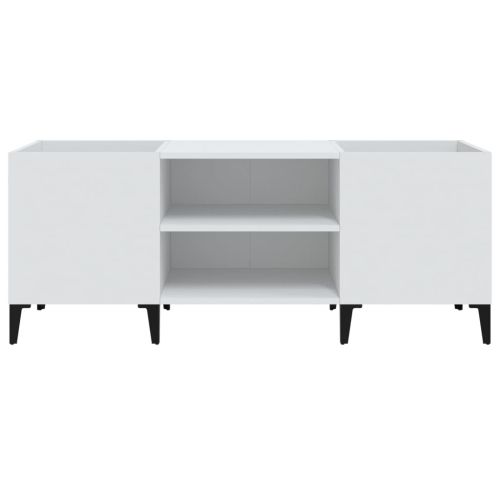 Шкаф за грамофонни плочи бял 121x38x48 см инженерно дърво