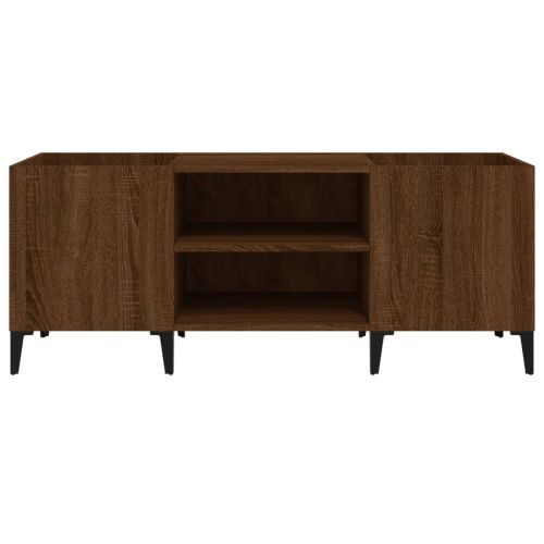 Шкаф за винилови плочи кафяв дъб 121x38x48 см инженерно дърво