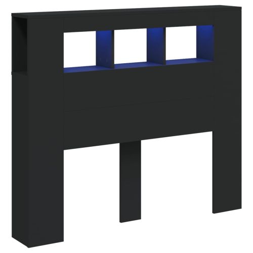 LED горна табла, черна, 120x18,5x103,5 см, инженерно дърво