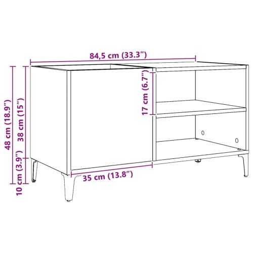 Шкаф за грамофонни плочи, 84,5x38x48 см, инженерно дърво