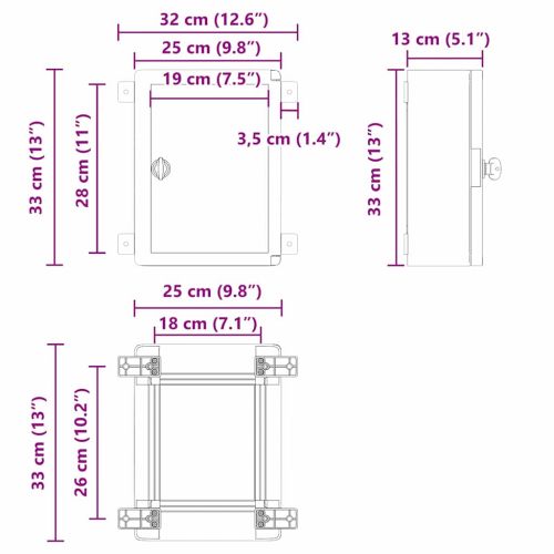 Контролен шкаф Сив 47 x 20 x 60 см ABS пластмаса