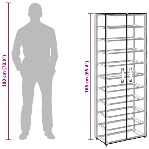 Шкаф за обувки, кремав, 60x30x166 см, плат