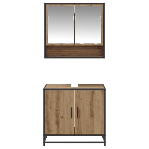 Комплект мебели за баня с рафт 2 pcs Дъб Инженерно дърво