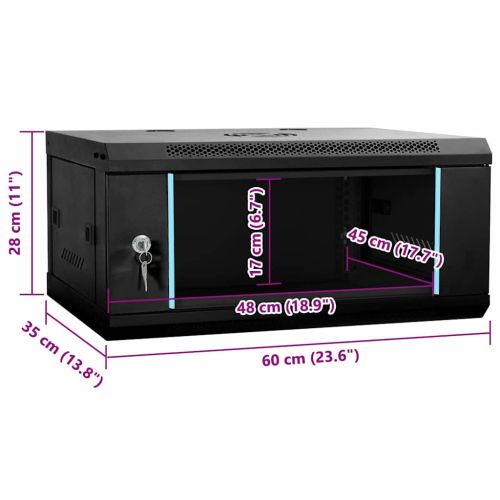 Мрежов кабинет със съхранение Черно 60 x 35 x 28 см Стомана