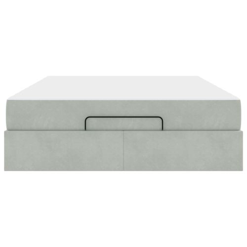 Рамка за легло с матрак с матрак 2 pcs Светлосиво Кадифе