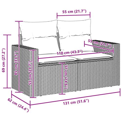 Градински Софа Комплект 12 pcs Бежово полиратан
