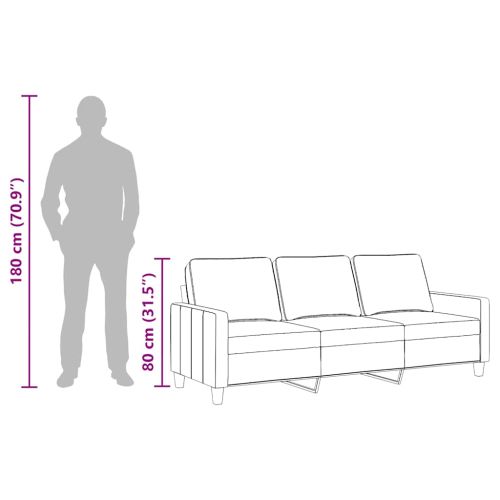 3-местен диван, Черен, 180 см, плат