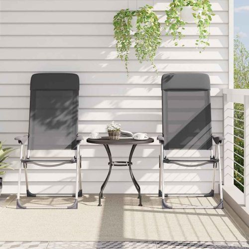 Сгъваеми къмпинг столове, 2 бр, сиви, алуминий