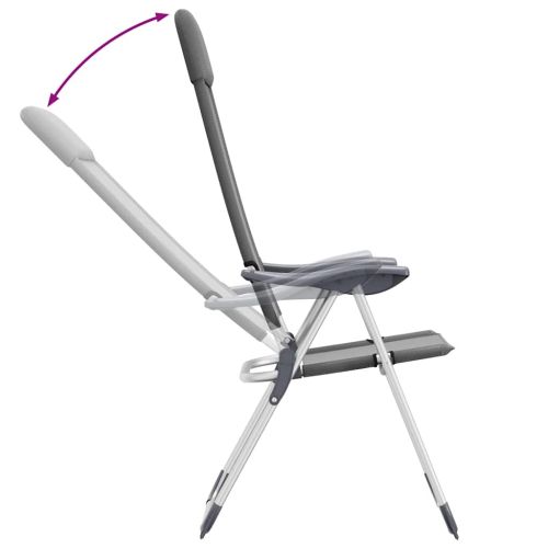 Сгъваеми къмпинг столове, 2 бр, сиви, алуминий