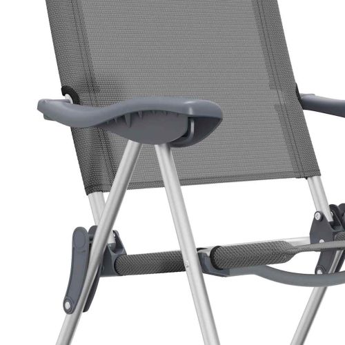 Сгъваеми къмпинг столове, 2 бр, сиви, алуминий
