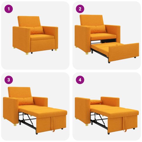 Разтегателен диван с единично легло Тъмножълто 90 x 165 x 87 см