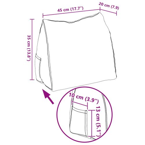 Възглавница за гръб Светло жълто 45 x 20 x 35 см текстил