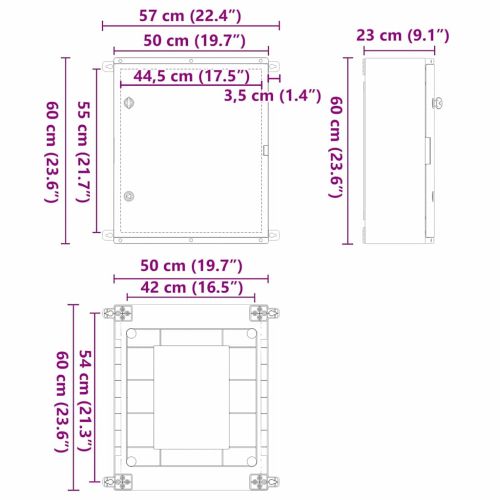 Контролен шкаф Сив 47 x 20 x 60 см ABS пластмаса