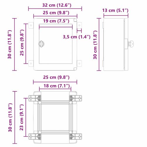 Контролен шкаф Сив 47 x 20 x 60 см ABS пластмаса