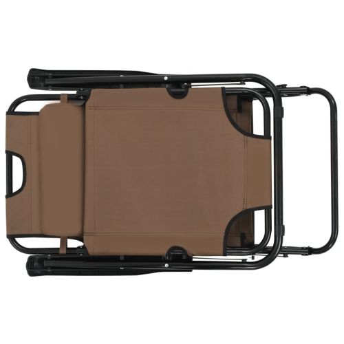 Сгъваеми шезлонги с подложки за крака, 2 бр, стомана, кафяви