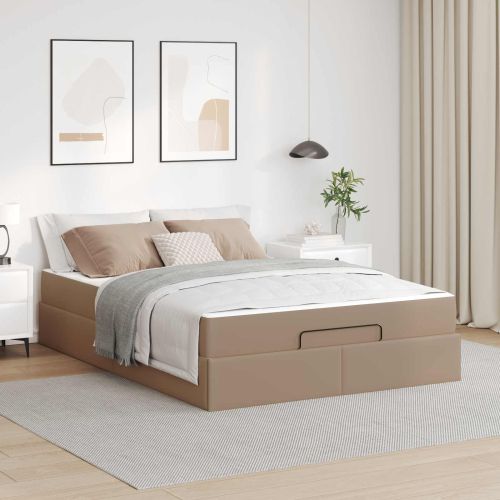 Рамка за легло с матрак с матрак 2 pcs Кафеникаво ПВЦ