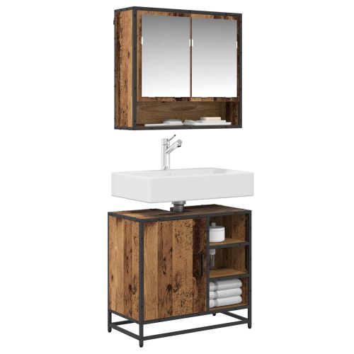 Комплект мебели за баня 2 pcs Старо дърво Инженерно дърво