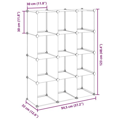 Органайзер с кубични отделения, 12 куба, черен, PP