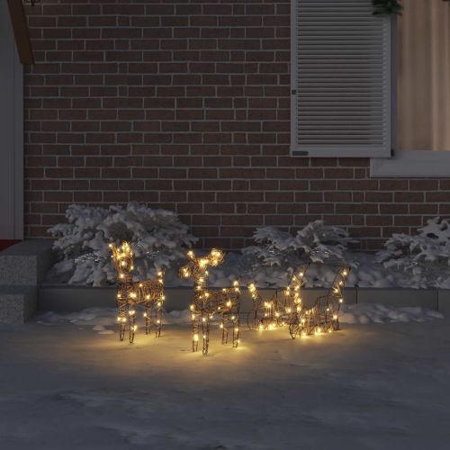 Дядо Коледа, който дърпа шейна Топло бяло 53 x 28 x 33 см Ратан