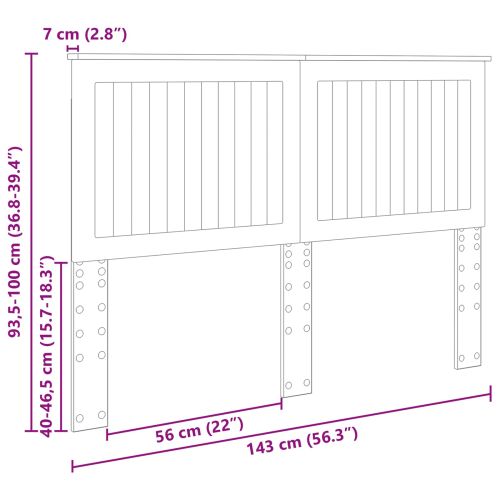 Облегалка за глава с таблото Кафяв дъб 140 cm Инженерно дърво