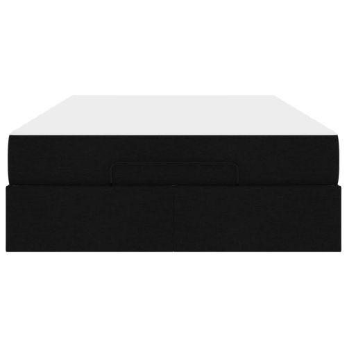 Рамка за легло с матрак с матрак 2 pcs Черно текстил