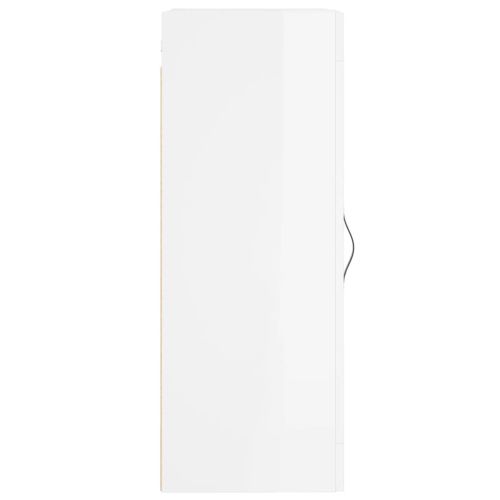 Стенен шкаф, бял гланц, 34,5x34x90 см, инженерно дърво