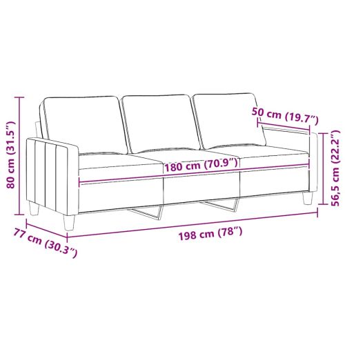 3-местен диван, Кафяв, 180 см, плат