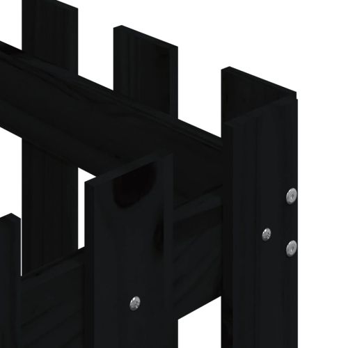 Градинска кашпа с дизайн на ограда черна 50x50x50 см бор масив