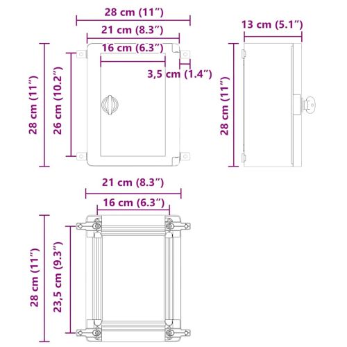 Контролен шкаф Сив 47 x 20 x 60 см ABS пластмаса