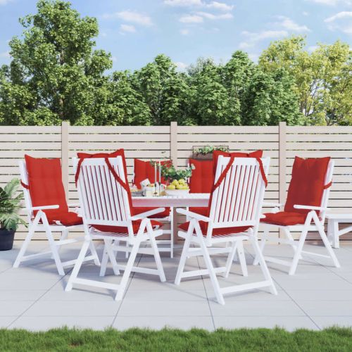 Възглавници за столове с облегалка 6 бр червени Оксфорд плат