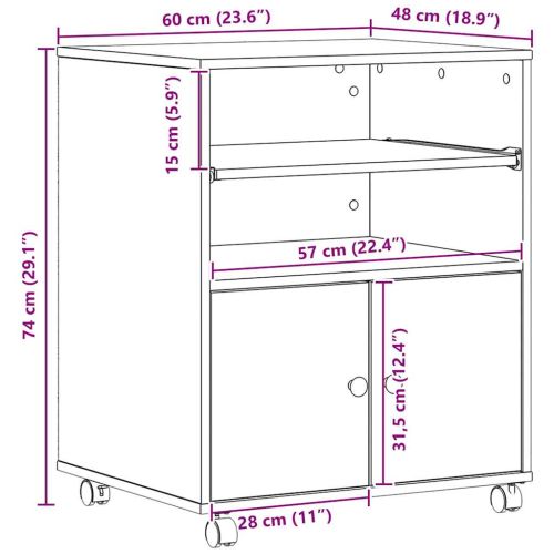 Стойка за принтер Старо дърво 60 x 48 x 74 см Инженерно дърво