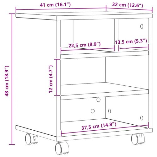 Стойка за принтер Черния дъб 41 x 32 x 48 см Инженерно дърво