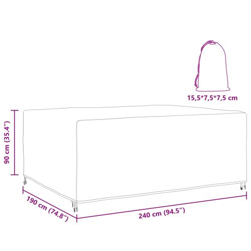 Покривало за мебели Едноцветен Черно 240 x 190 x 90 см 600D