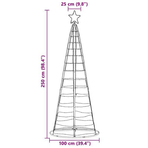 LED Коледна Елха с 390 LED светодиода Топло бяло 250 cm Желязо