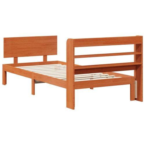 Рамка за легло 2 pcs Кафяво с восъчно покритие Солиден бор