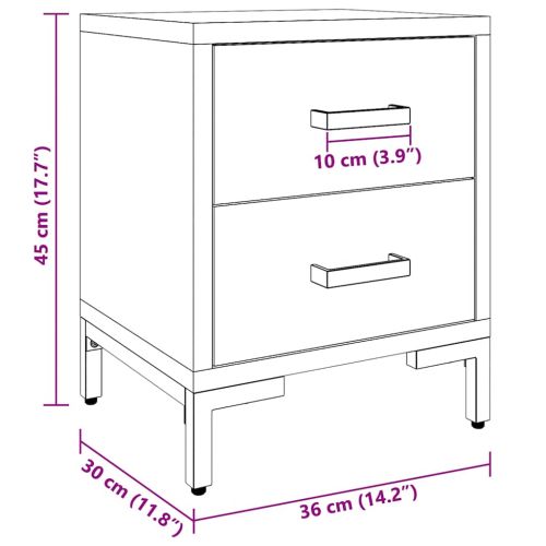 Нощно шкафче, черно, 36x30x45 см, бор масив