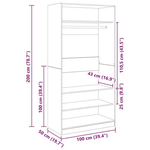 Гардероб, бетонно сиво, 100x50x200 см, ПДЧ