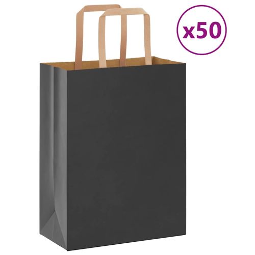 Хартиени торбички 50 бр с дръжки черни 21x11x28 см