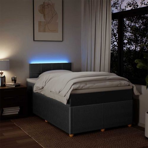 Боксспринг легло с матрак, тъмносиво, 120x200 см, плат