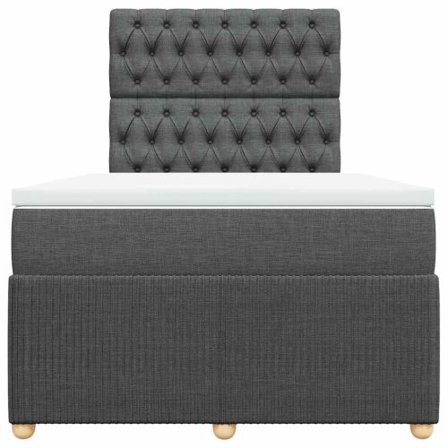 Боксспринг легло с матрак, тъмносиво, 120x200 см, плат