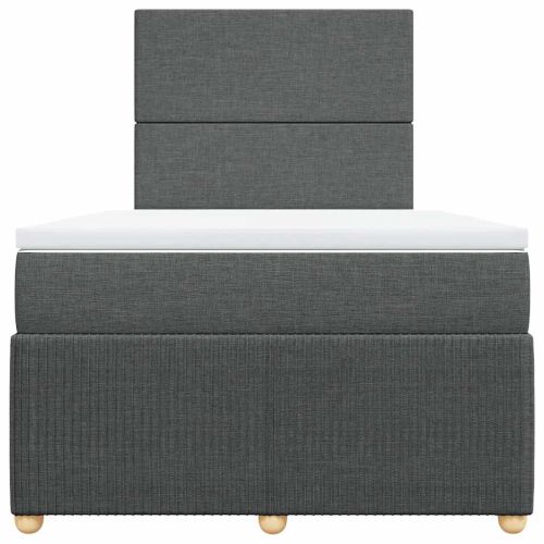 Боксспринг легло с матрак, тъмносиво, 120x200 см, плат