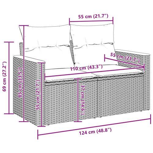 Градински Софа Комплект 9 pcs Черно полиратан