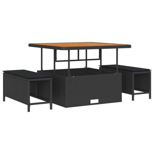 Градински Софа Комплект с възглавница 13 pcs Черно Полиратан