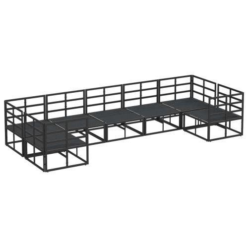 Градински Софа Комплект с възглавница 7 pcs Черно Алуминий