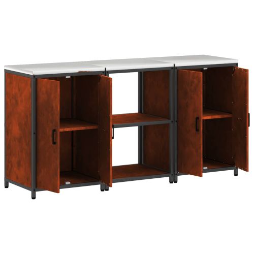 Комплект за кухненско съхранение с рафт с врата 3 pcs Ръждясало