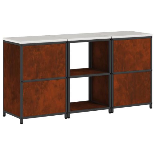 Комплект за кухненско съхранение с рафт с врата 3 pcs Ръждясало